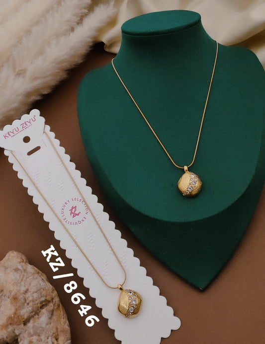 Anti-Tarnish Crystal Dome Pendant Necklace – Gold Finish