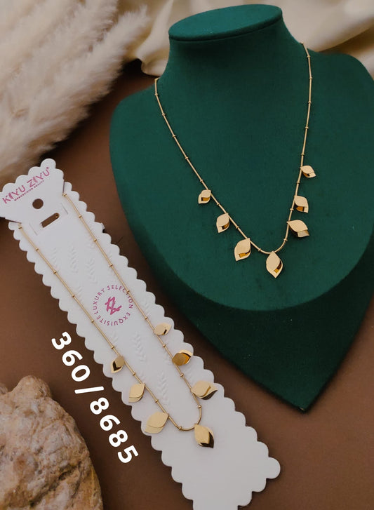 Anti-Tarnish Floating Leaf Necklace – Gold Finish