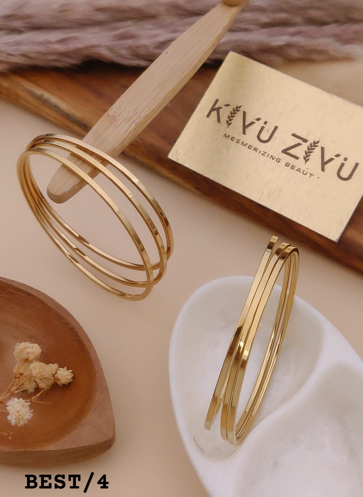Minimal Triple Layer Anti-Tarnish Bangles Set