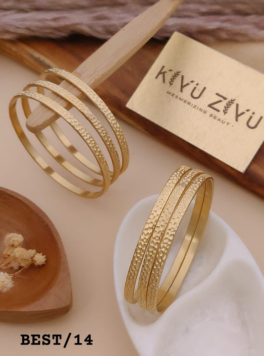 Textured Triple Line Anti-Tarnish Bangles Set