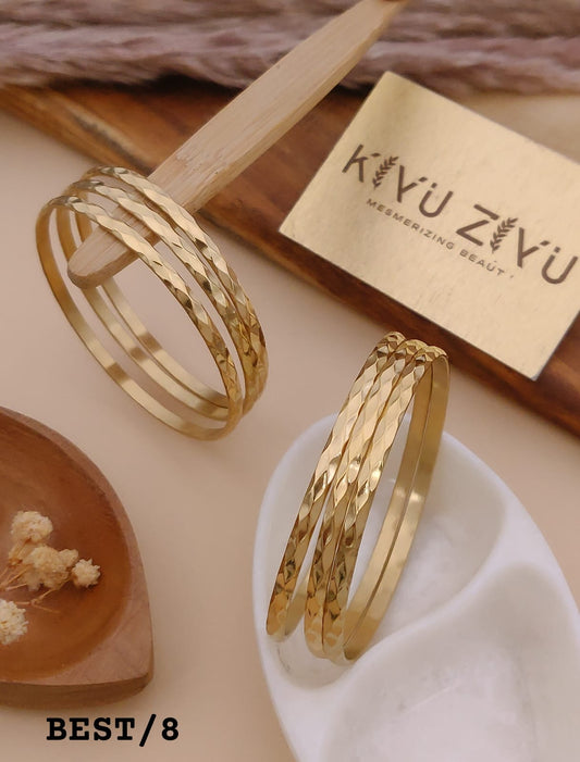 Triple Line Anti-Tarnish Bangles Set
