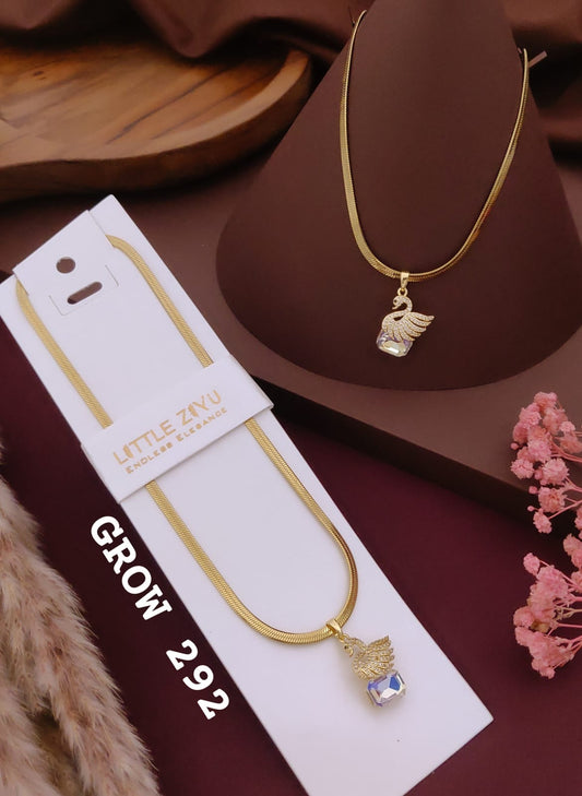 Golden Swan Crystal Pendant Necklace