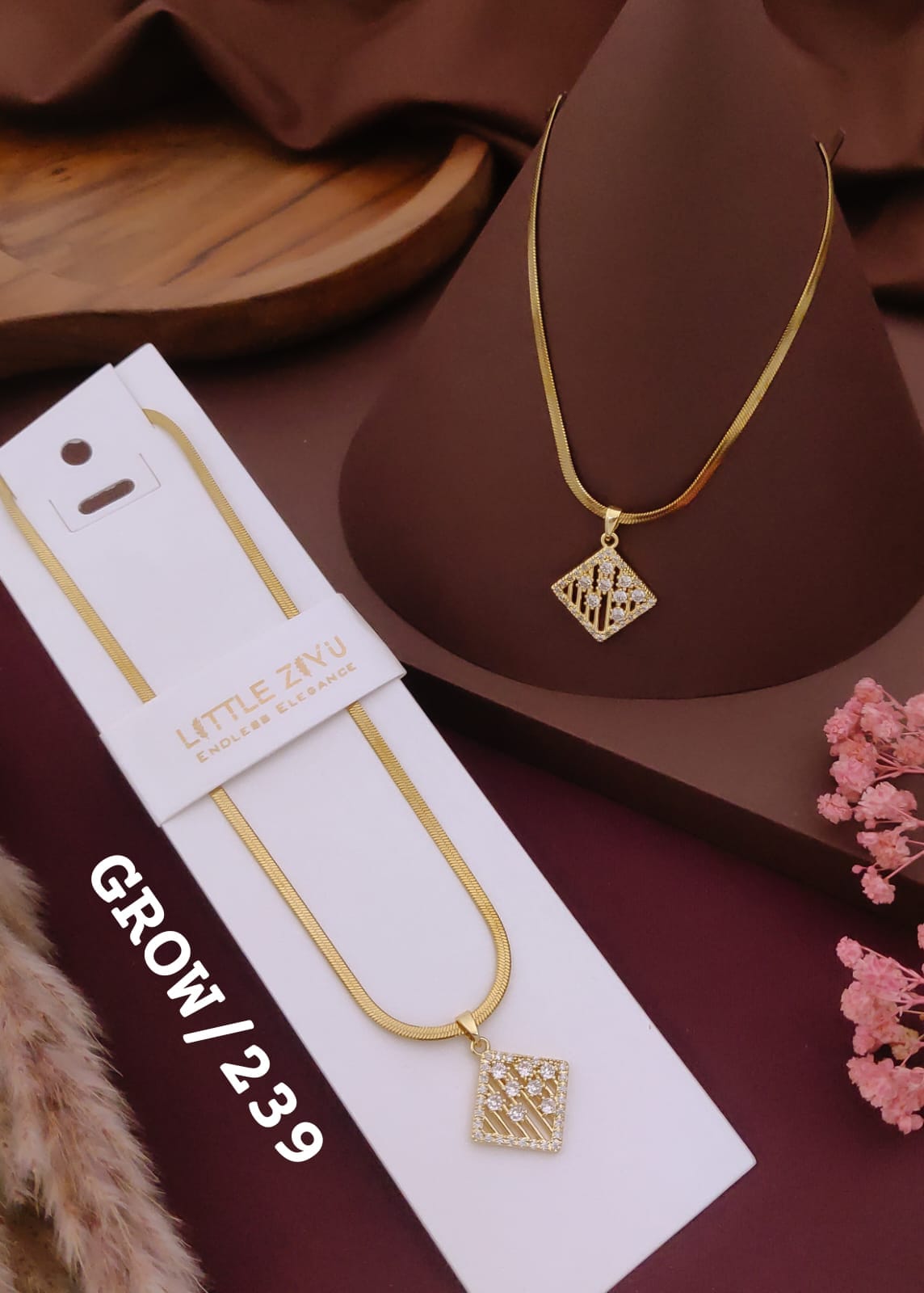 Elegant Diamond-Cut Square Pendant Necklace