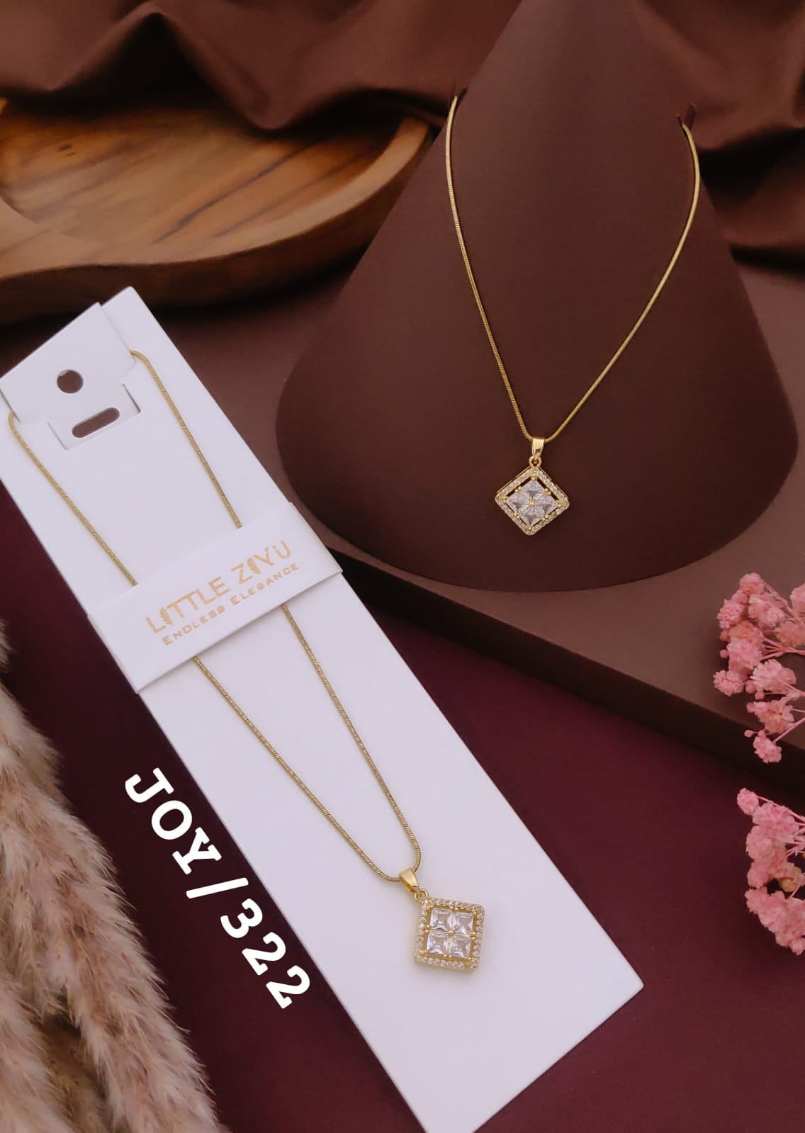Elegant Crystal Square Pendant Necklace