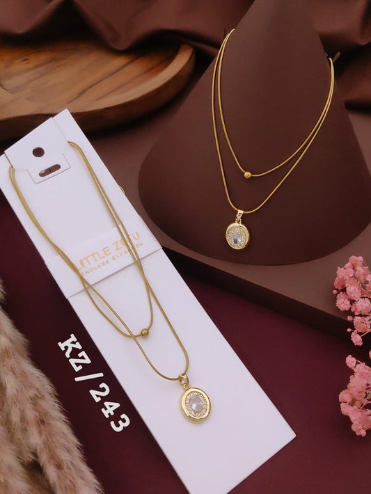 Elegant Oval Crystal Pendant Necklace