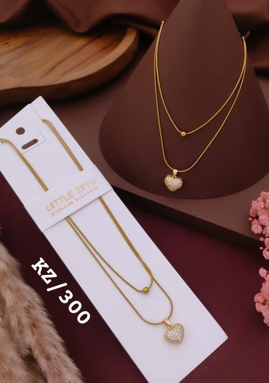 Elegant Pavé Heart Layered Necklace