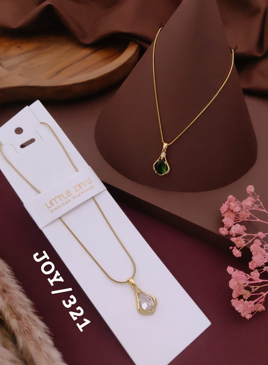Emerald Green Teardrop Pendant Necklace