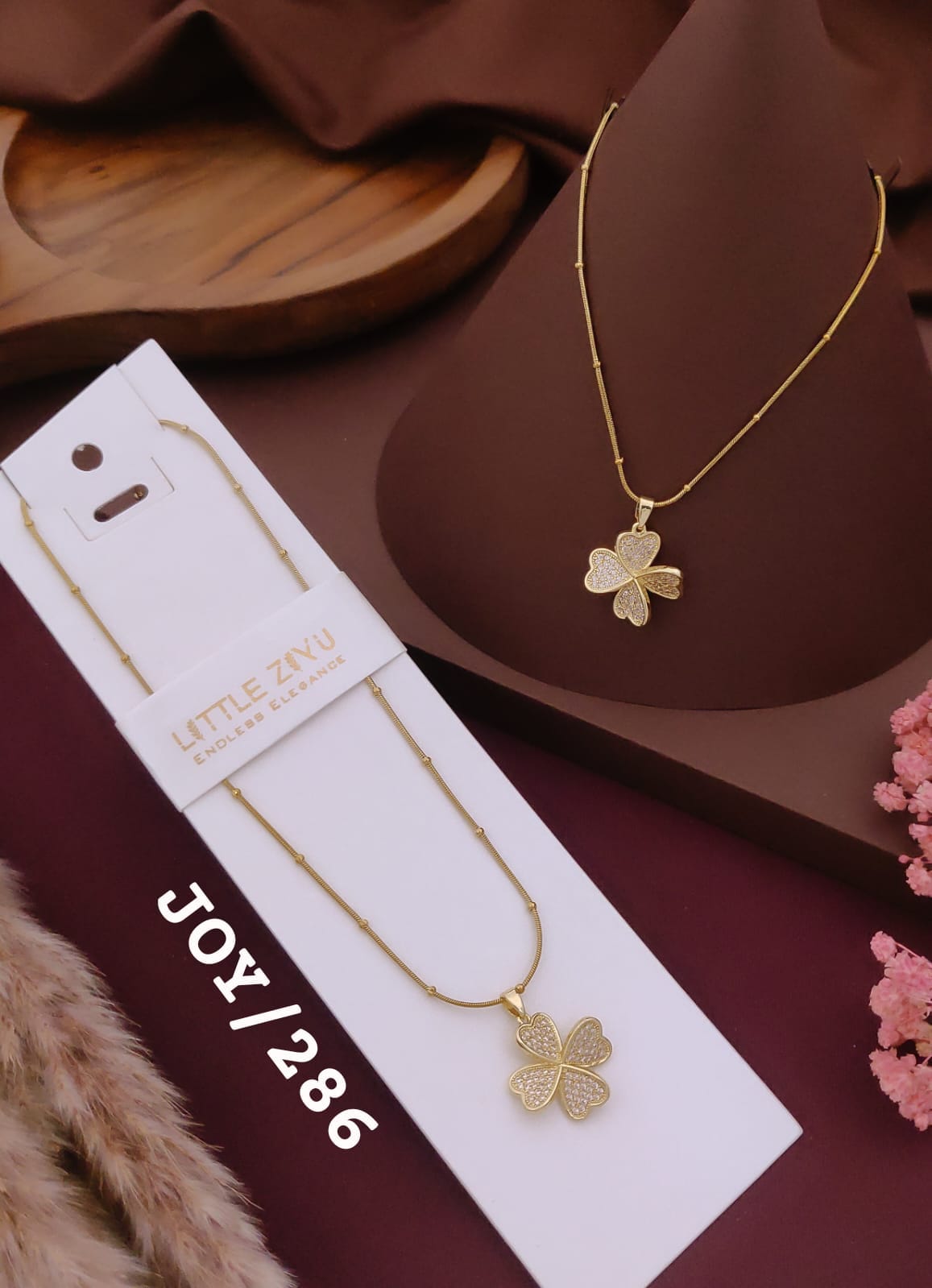 Elegant Crystal Four-Leaf Clover Pendant Necklace