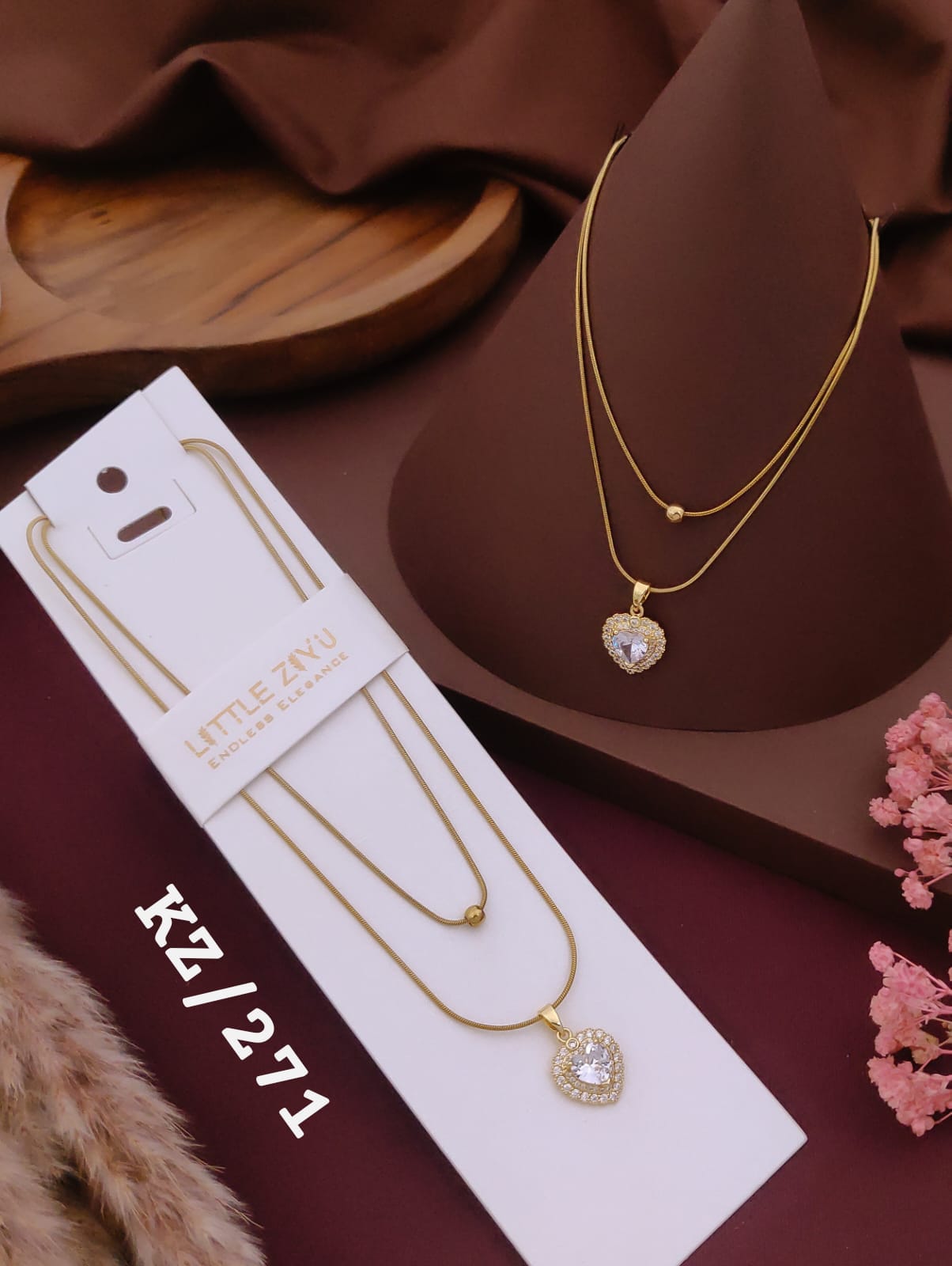 Elegant Crystal Heart Layered Necklace
