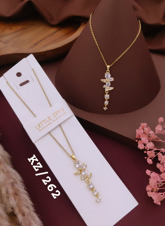 Elegant Floral Crystal Drop Pendant Necklace