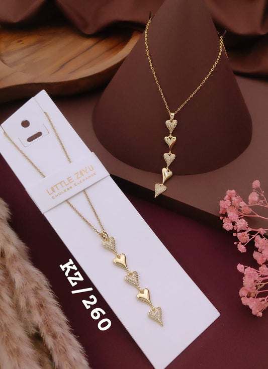 Elegant Layered Heart Drop Pendant Necklace
