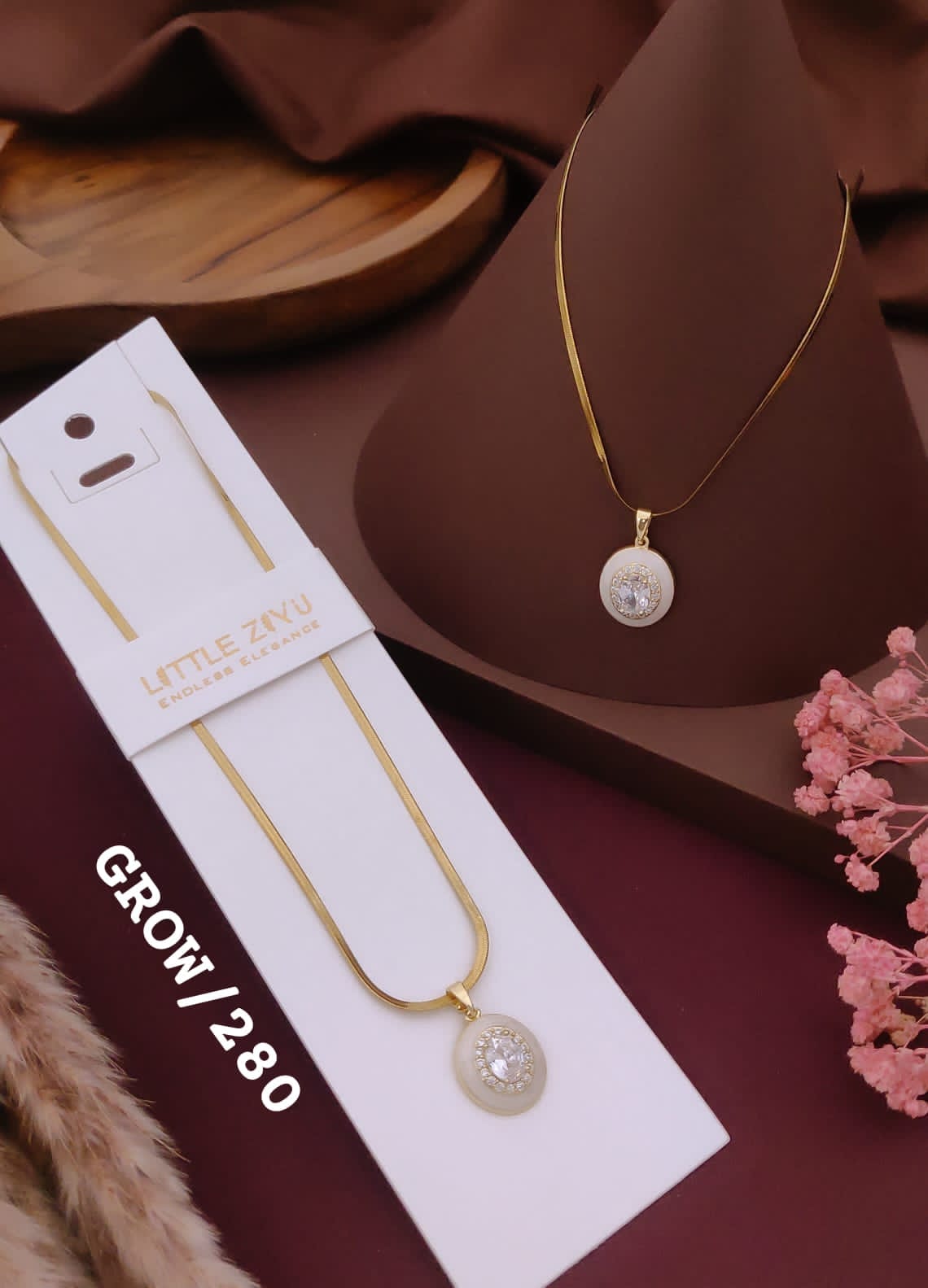 Pearl Halo Crystal Pendant Necklace