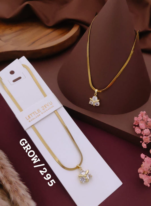 Elegant Crystal Butterfly Pendant Necklace