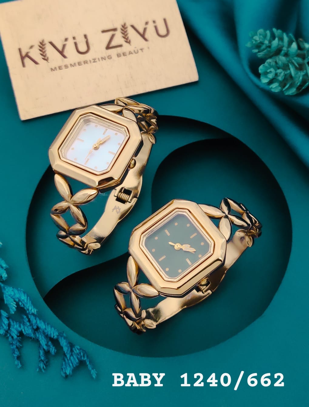 KIYUZIYU Baby Elegant Floral Gold-Tone Bracelet Watch