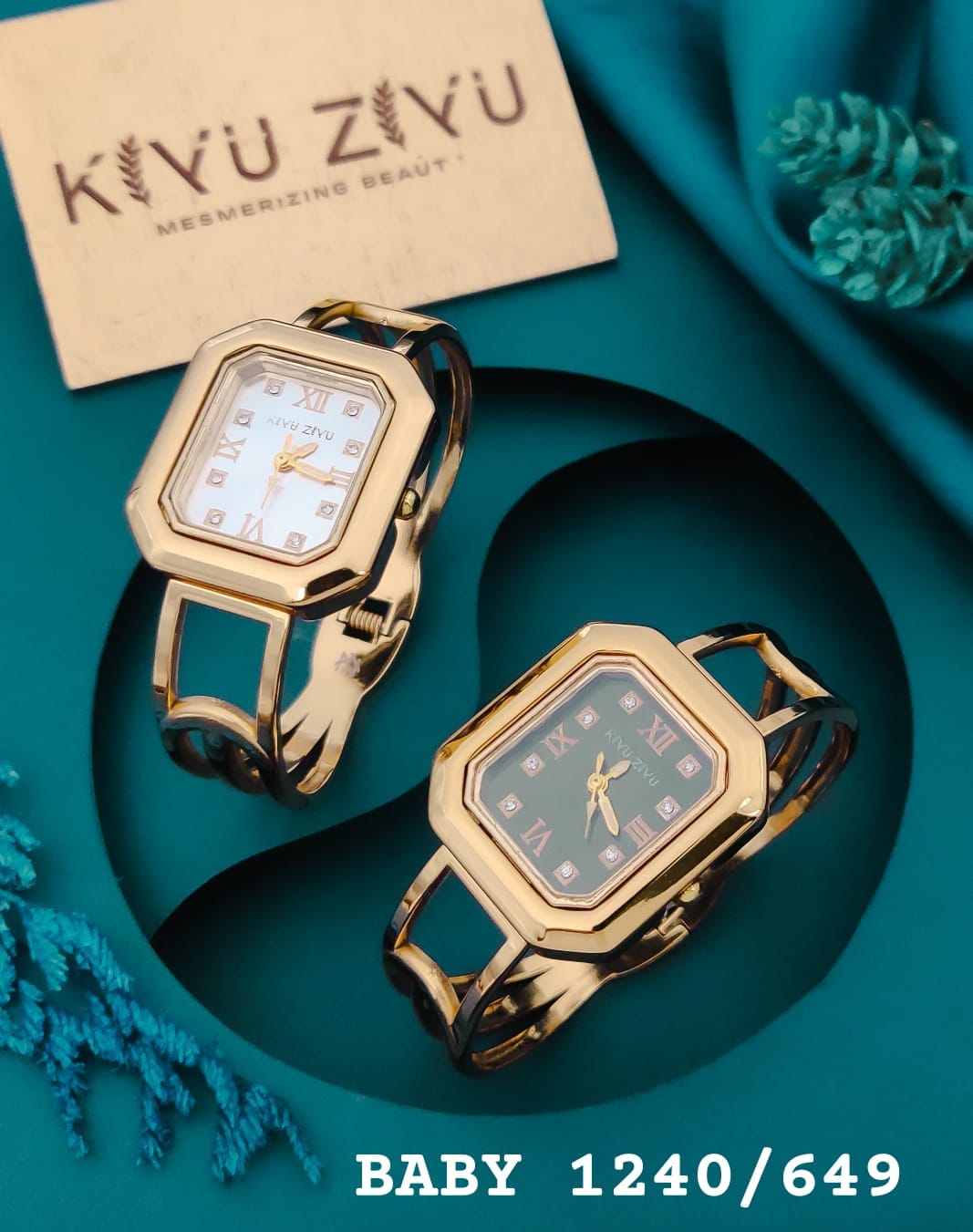 KIYUZIYU Baby Elegant Roman Numeral Gold-Tone Bracelet Watch