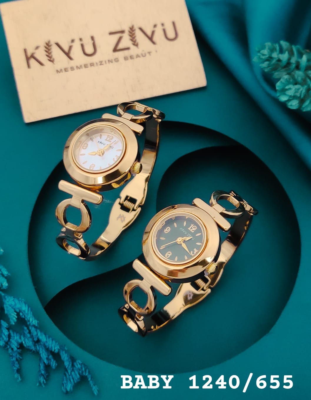 KIYUZIYU Baby Elegant Gold-Tone Round Bracelet Watch