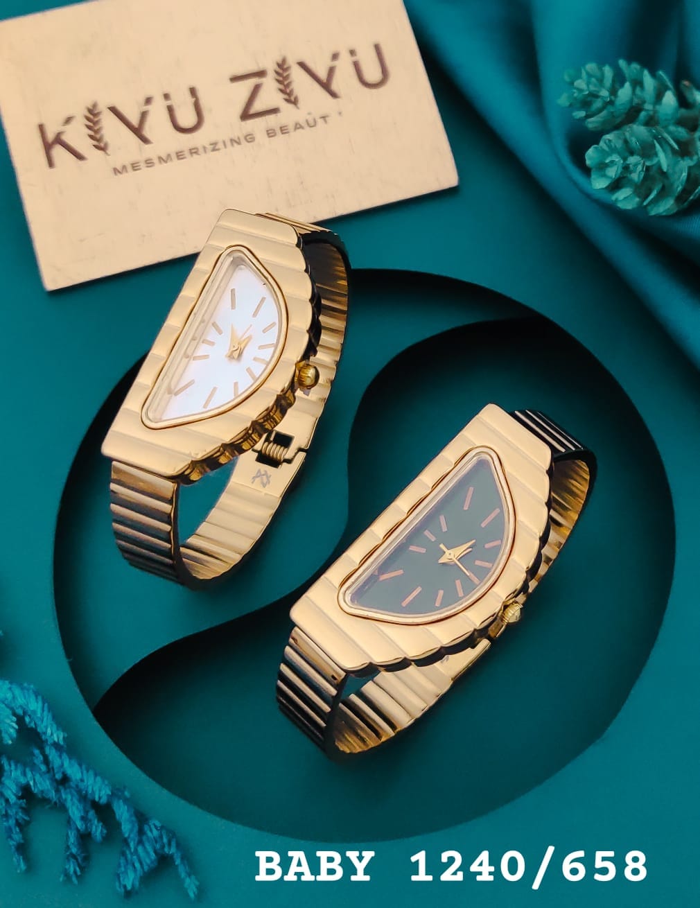 KIYUZIYU Baby Elegant Gold-Tone Teardrop Bracelet Watch