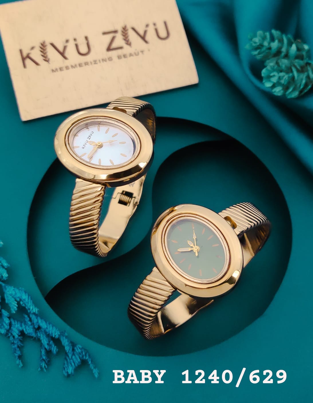 KIYUZIYU Baby Oval Gold-Tone Bracelet Watch