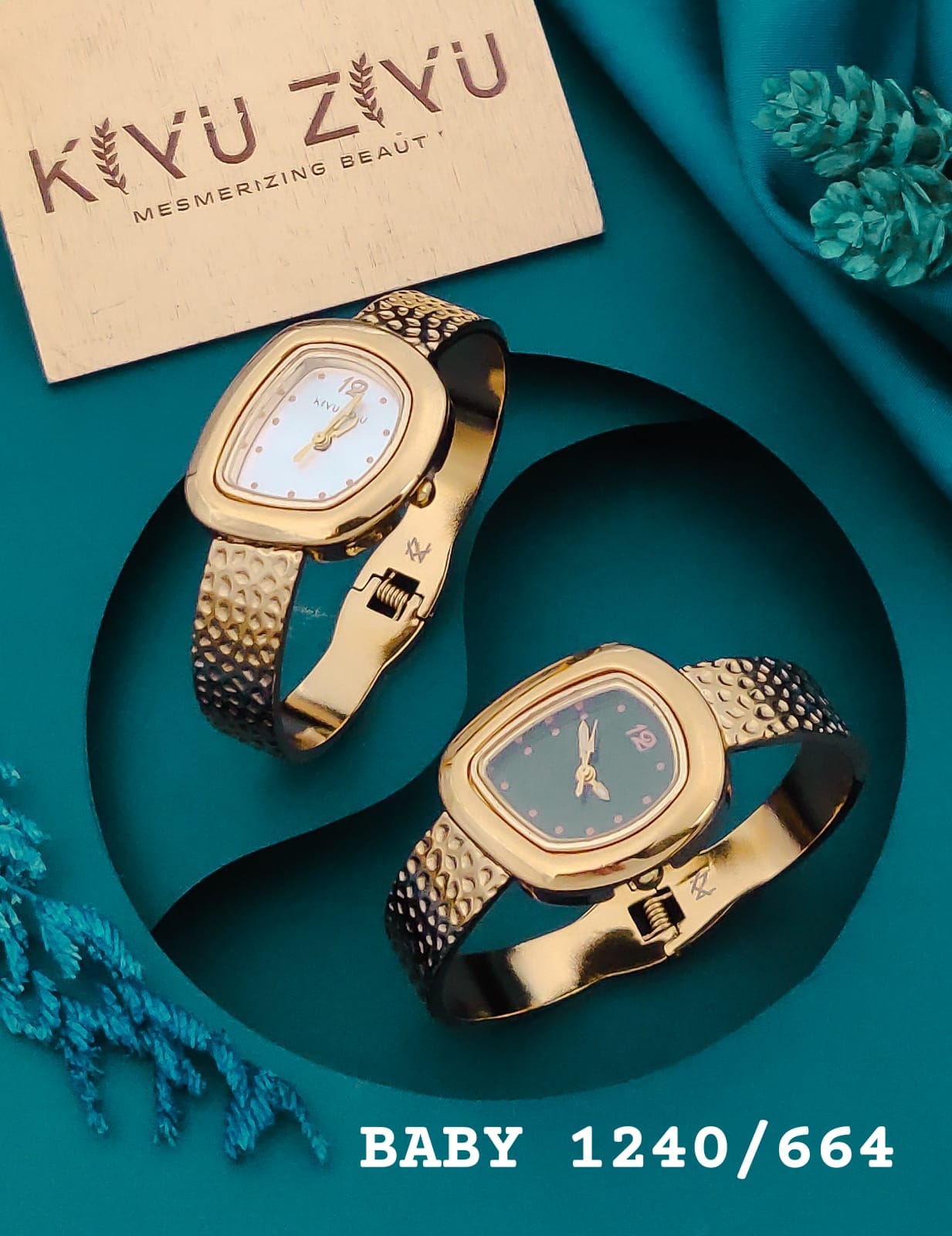 KIYUZIYU Baby Oval Textured Bracelet Watch