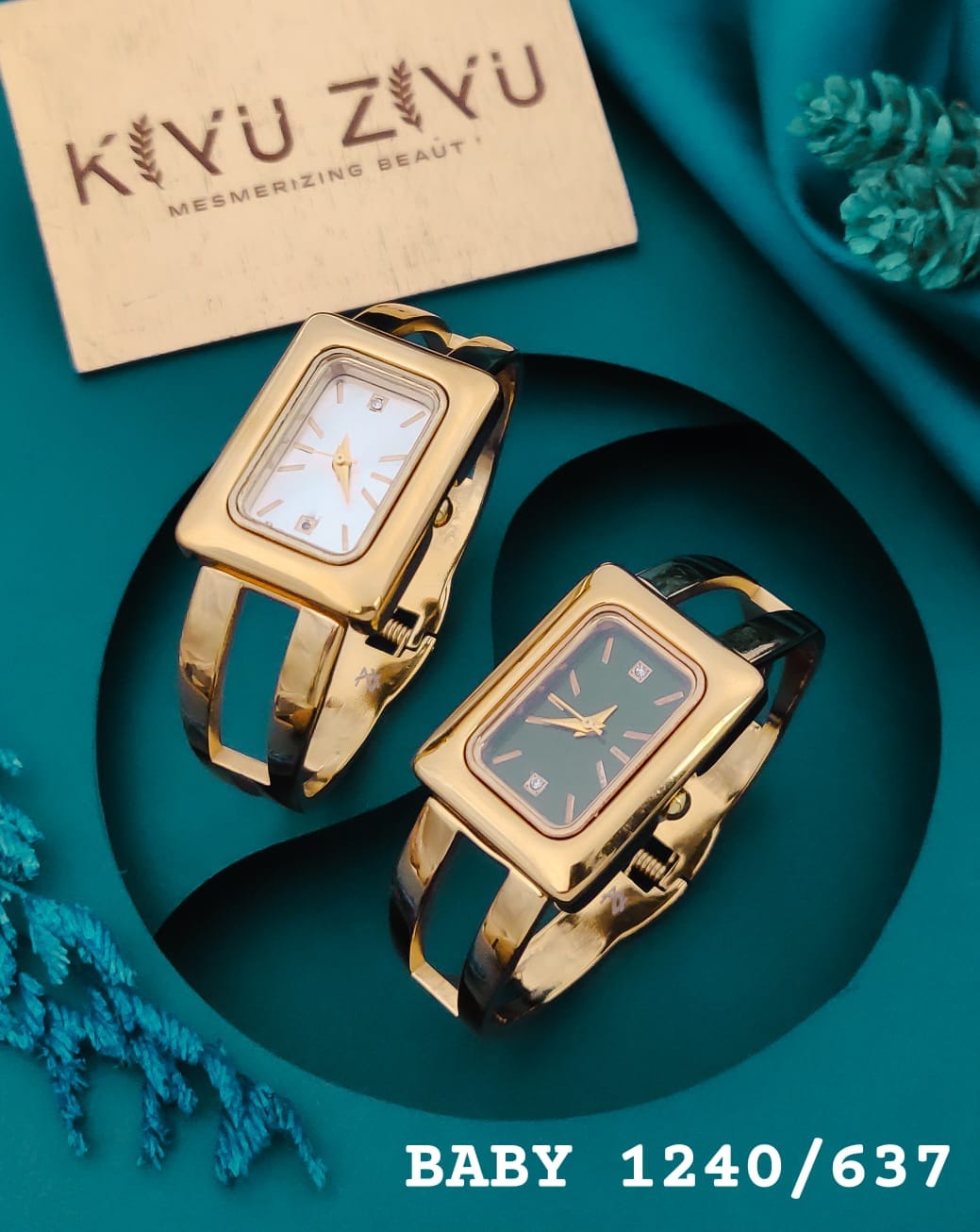 KIYUZIYU Baby Rectangular Open-Cuff Bracelet Watch