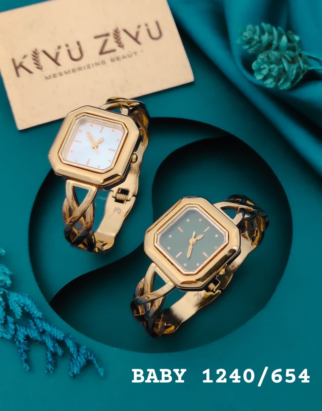 KIYUZIYU Baby Geometric Gold-Tone Bracelet Watch