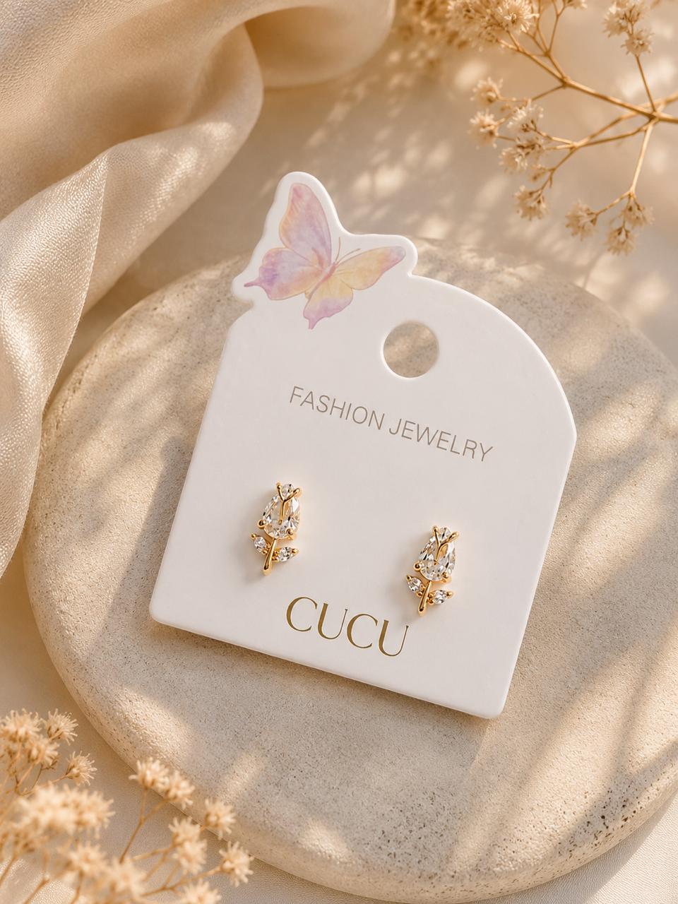 Cucu Crystal Leaf Stud Earrings