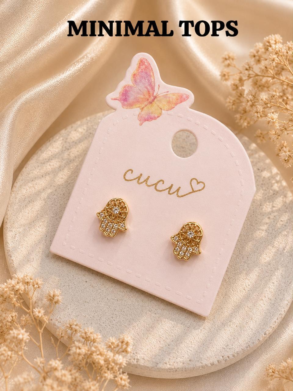 Cucu Hamsa Hand Crystal Stud Earrings