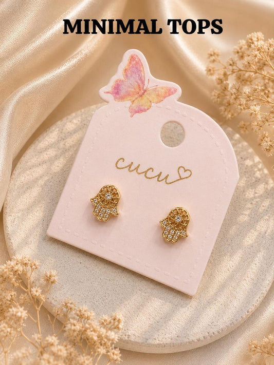 Cucu Hamsa Hand Crystal Stud Earrings