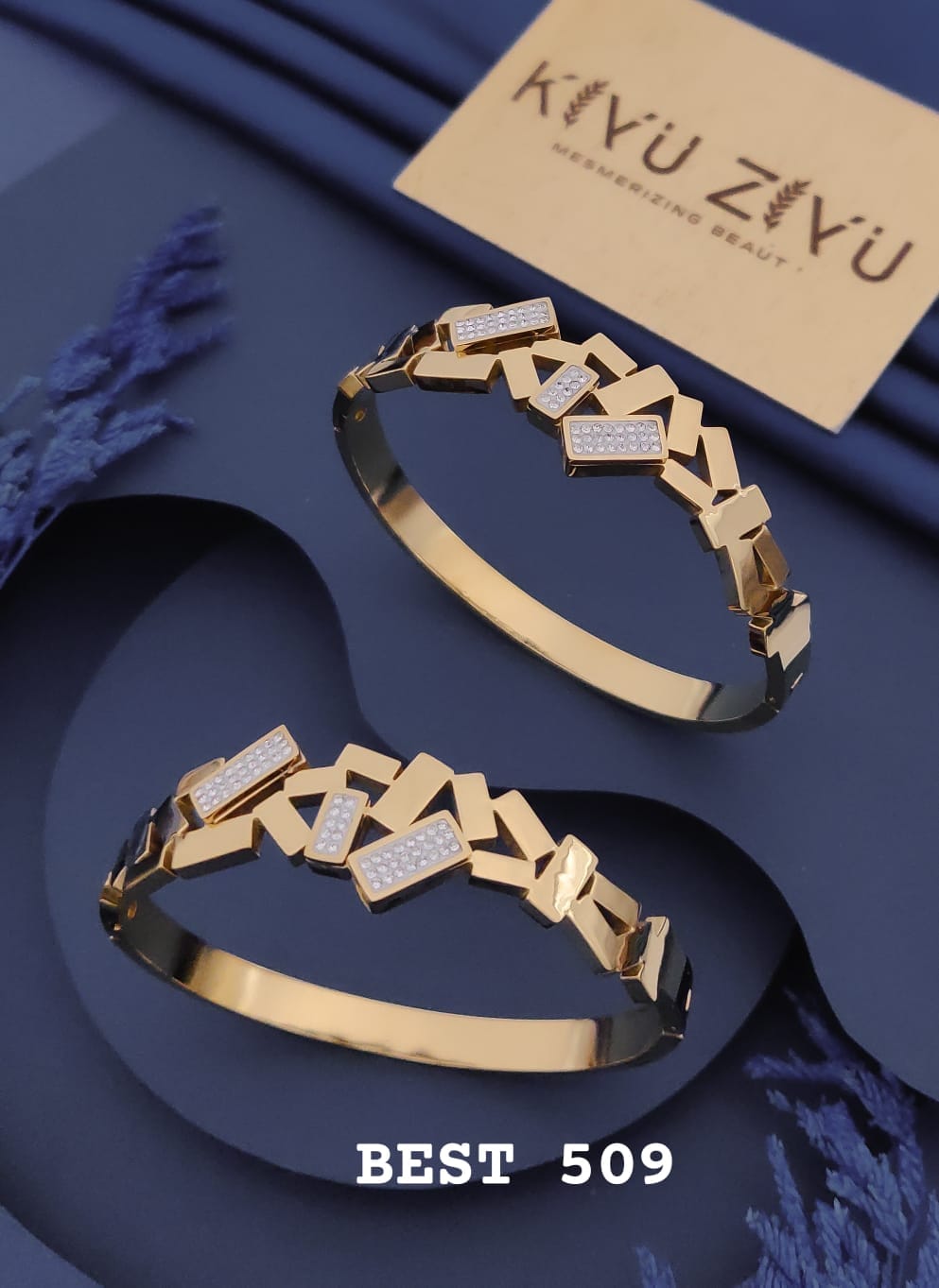 Celestial Star Crystal Gold Kada Bracelet