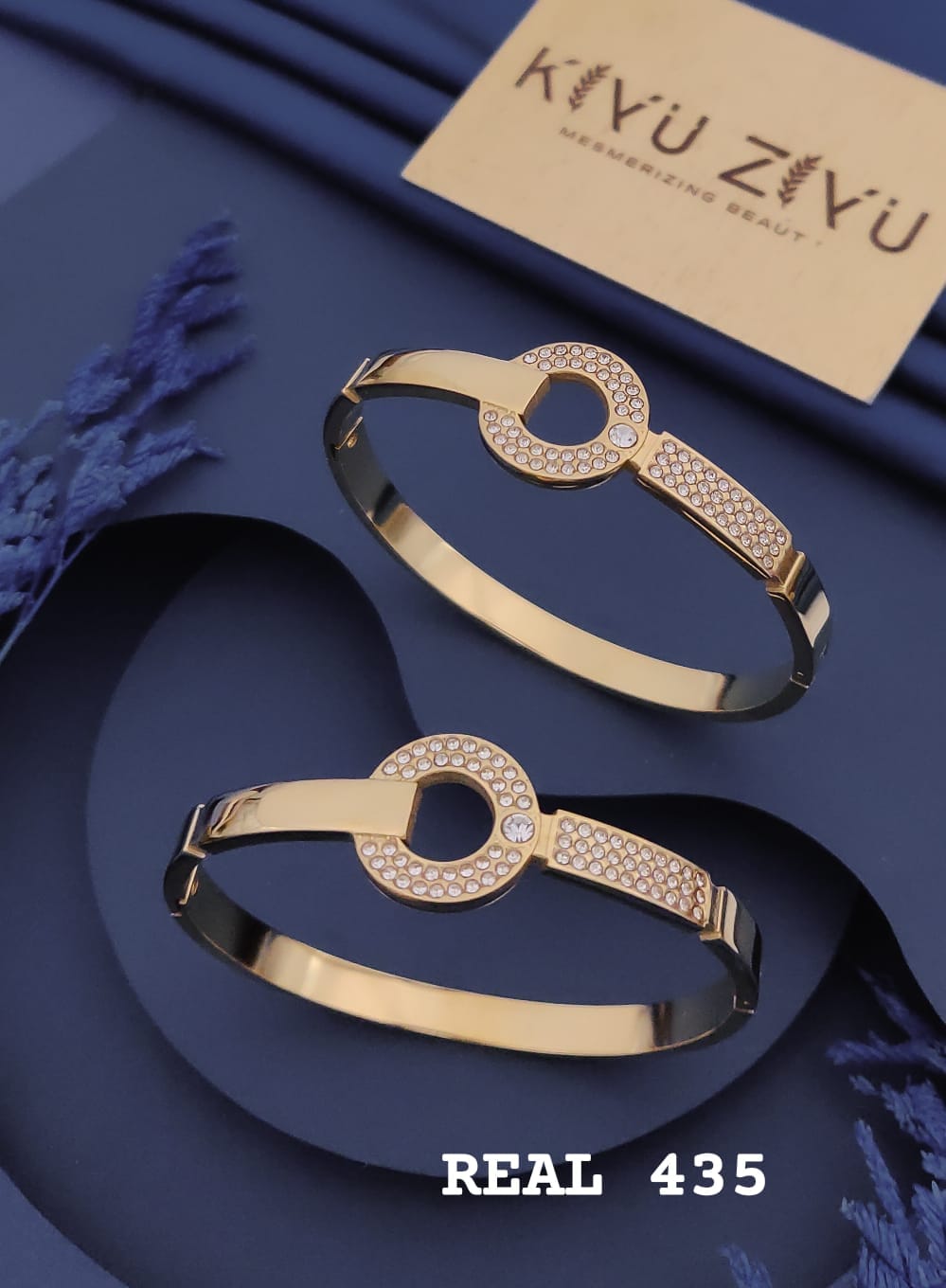 Crystal Circle Gold Kada Bracelet