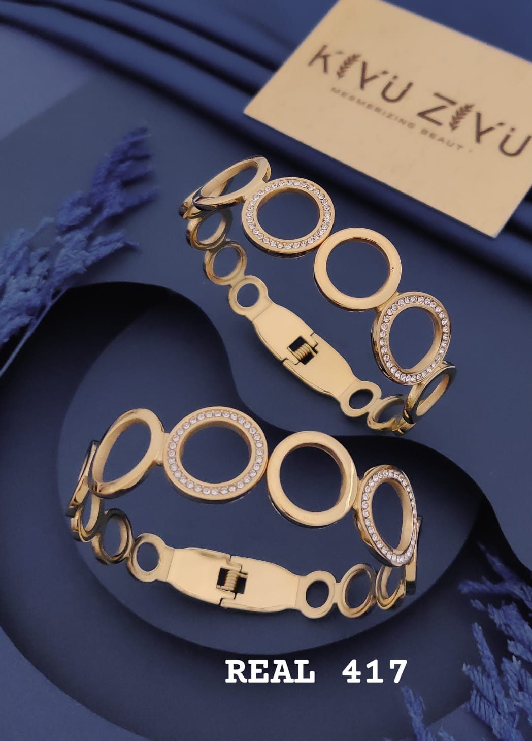 Crystal Circle Link Gold-Tone Statement Bracelet