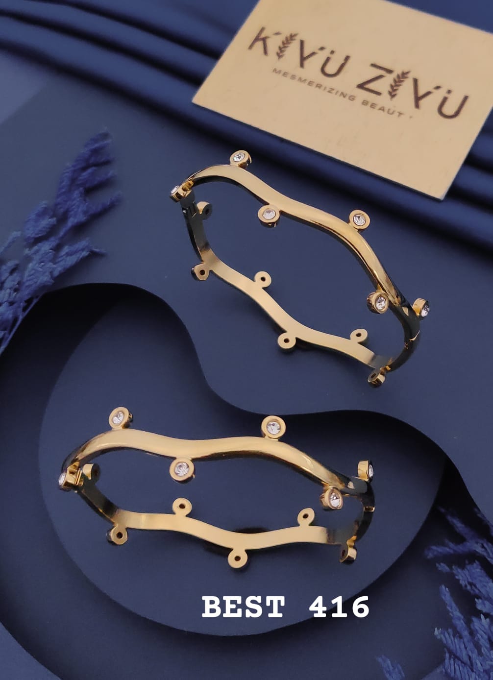 Crystal Charm Open Cuff Gold Bracelet