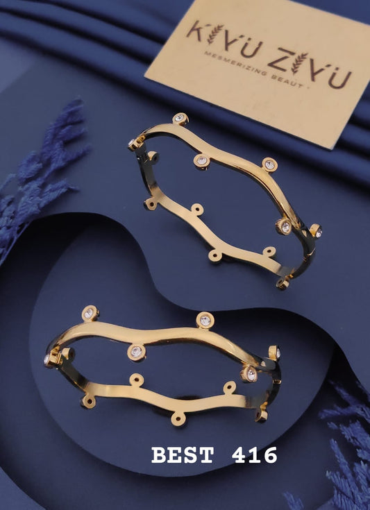 Crystal Charm Open Cuff Gold Bracelet