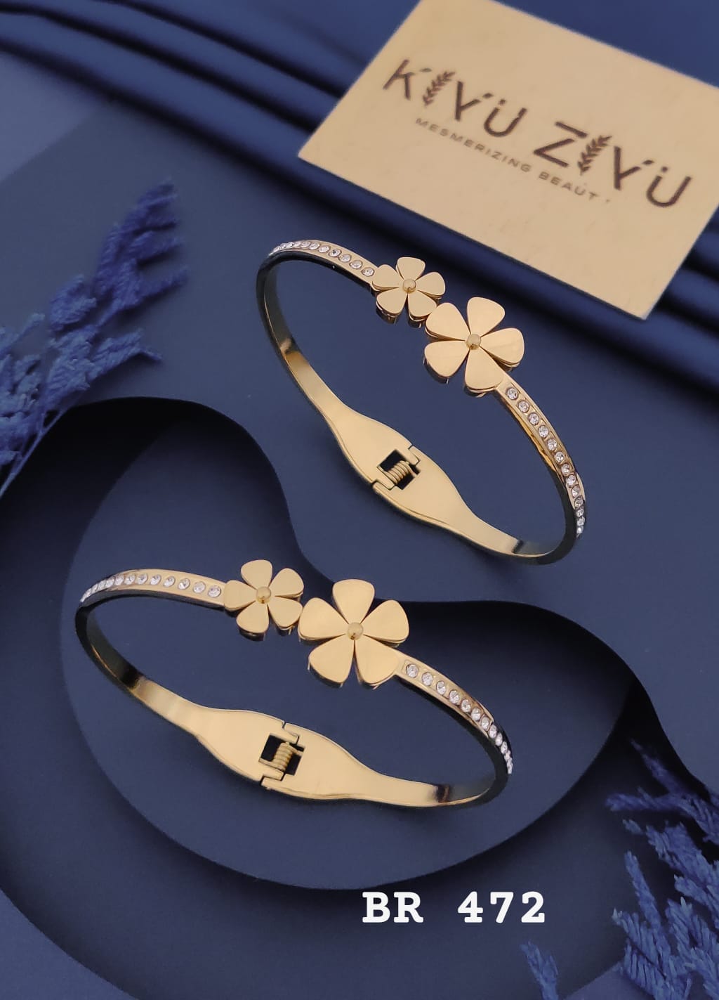 Double Flower Crystal Gold Bracelet