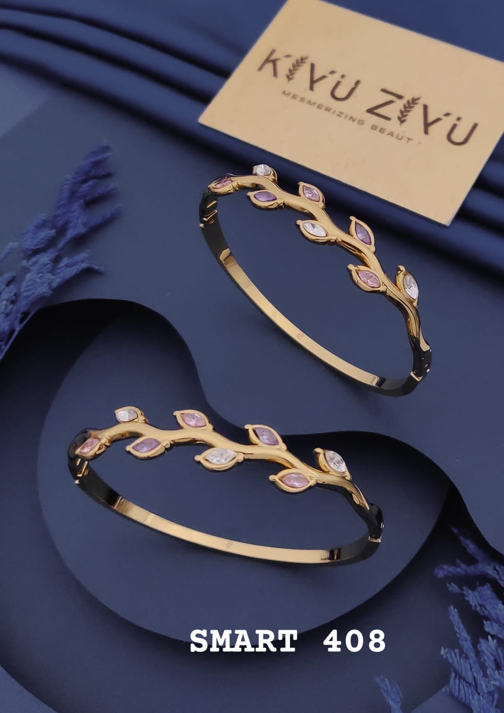 Golden Marquise Crystal Vine Open Cuff Bracelet