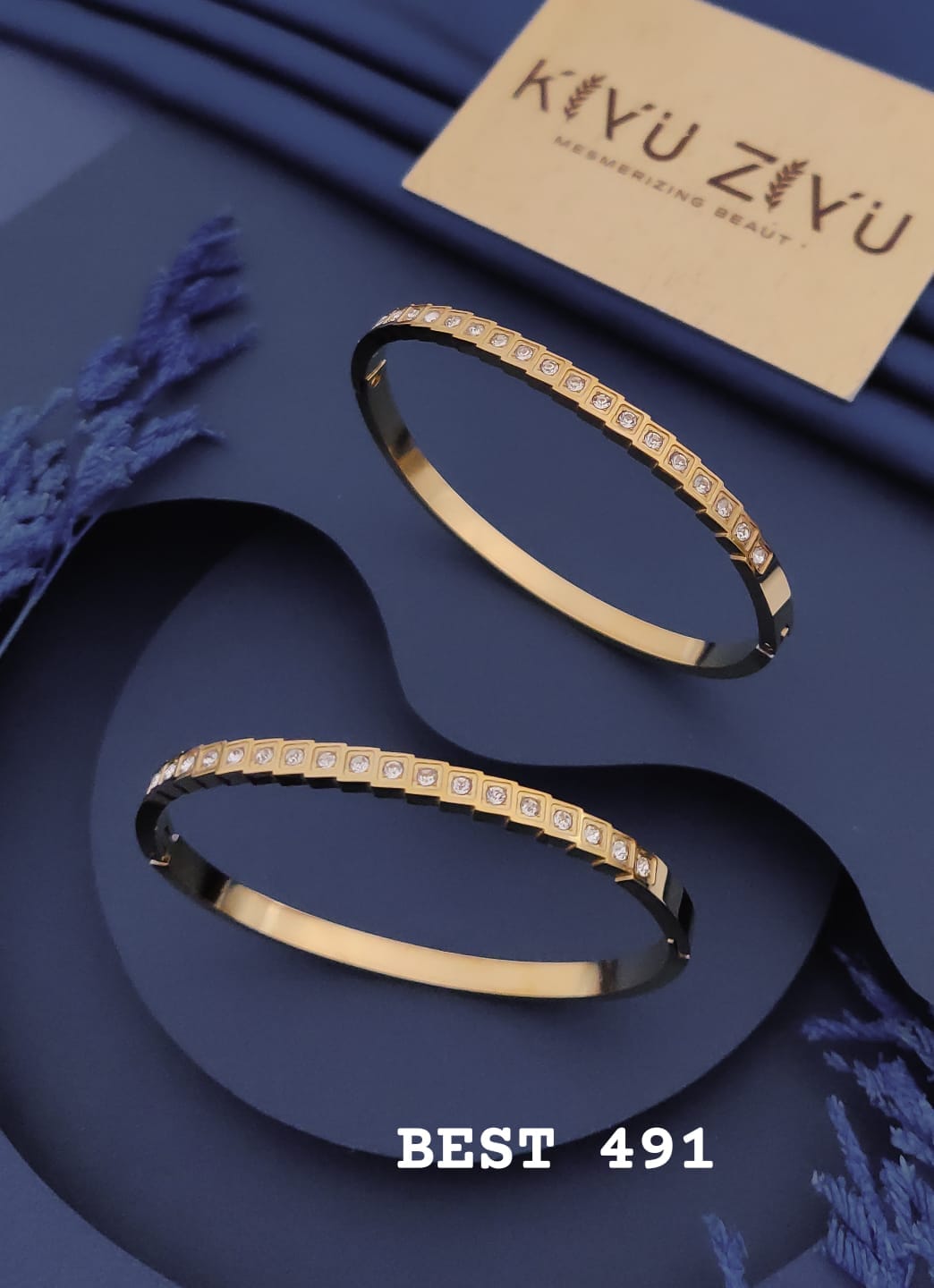 Crystal Square Link Gold Bracelet