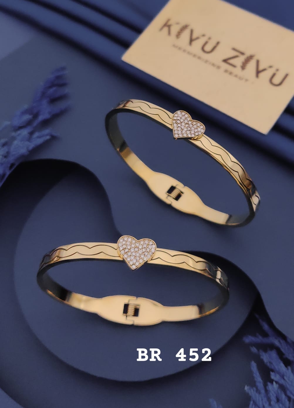 Crystal Heart Wave Gold Bracelet
