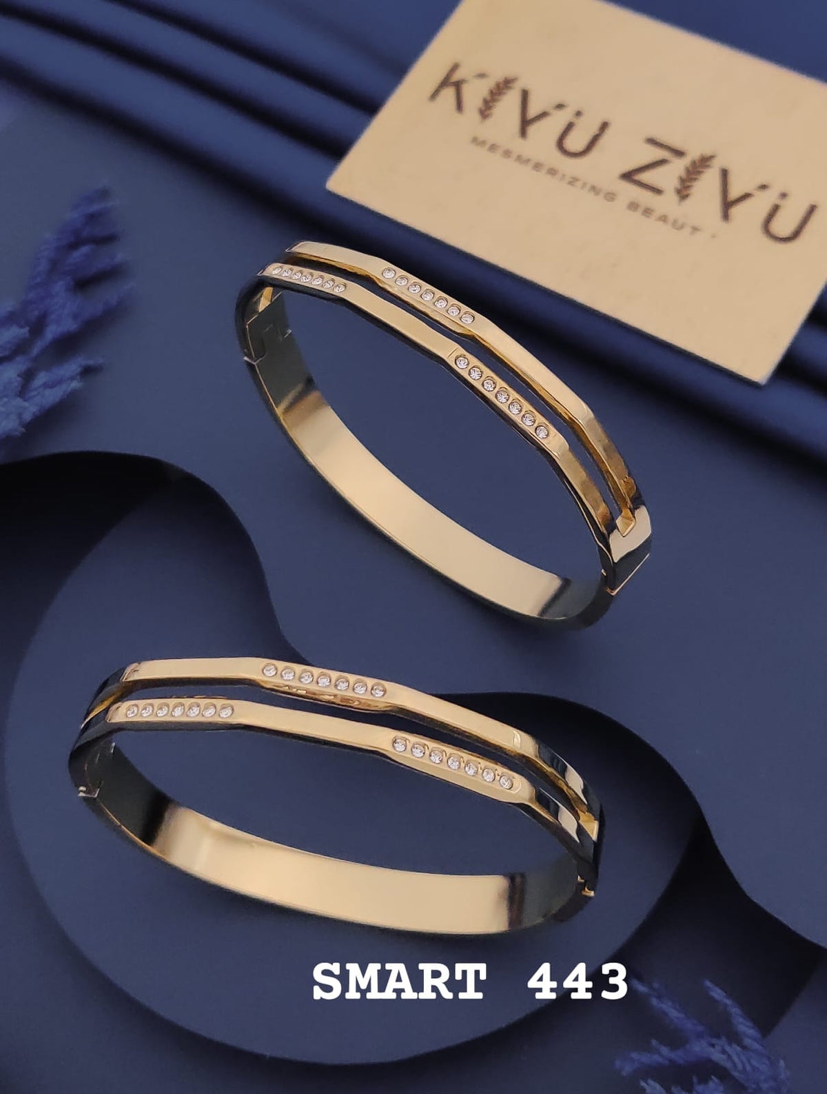Dual Crystal Wave Gold Bracelet