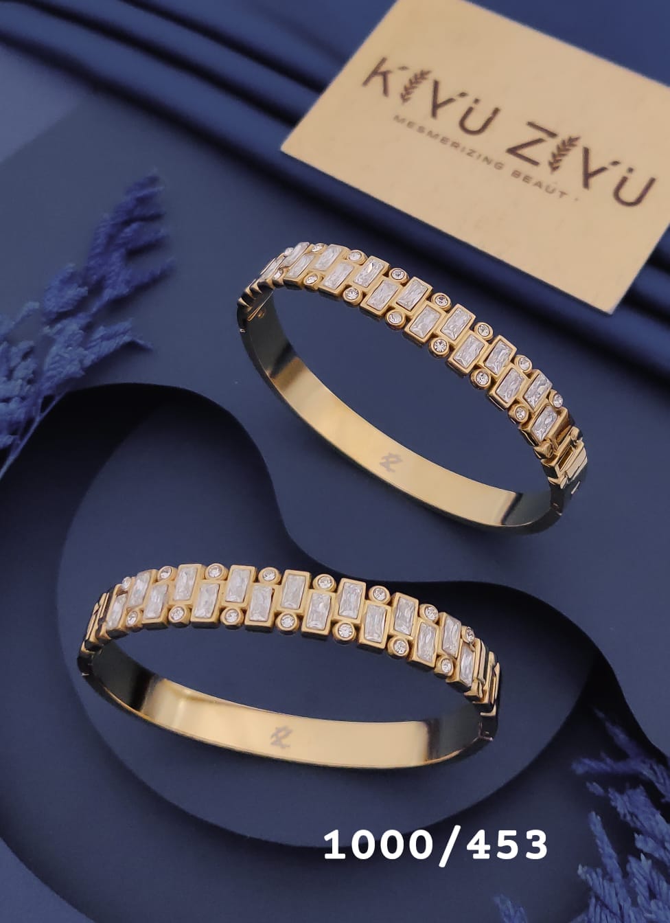 Crystal Rectangle Link Gold Bracelet