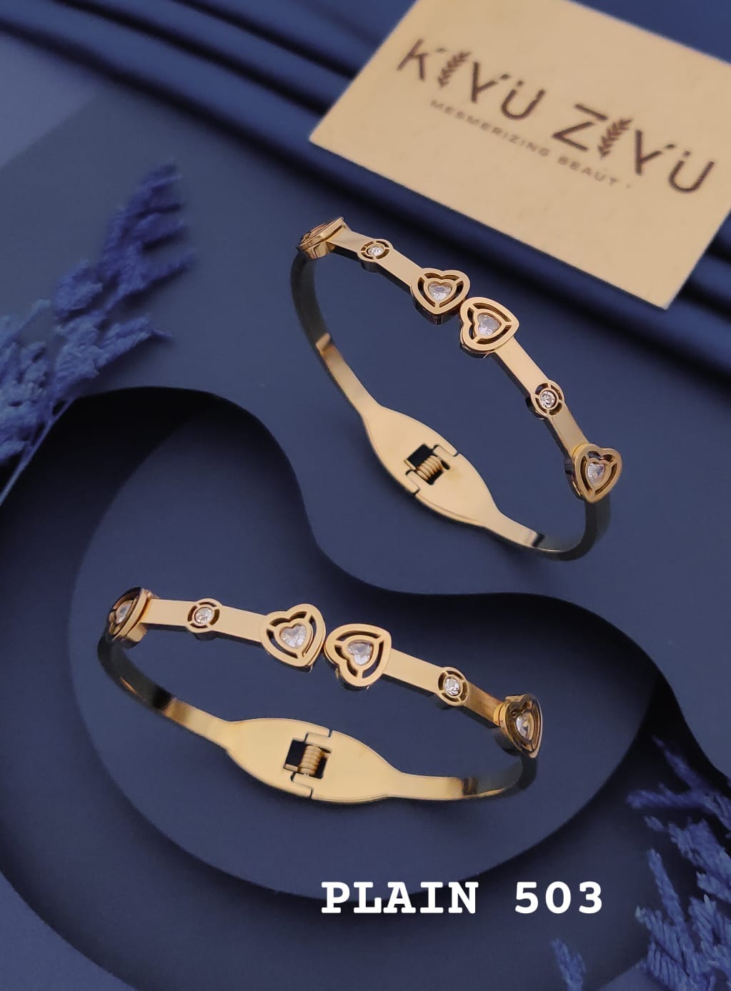 Golden Heart Crystal Adjustable Cuff Bracelet