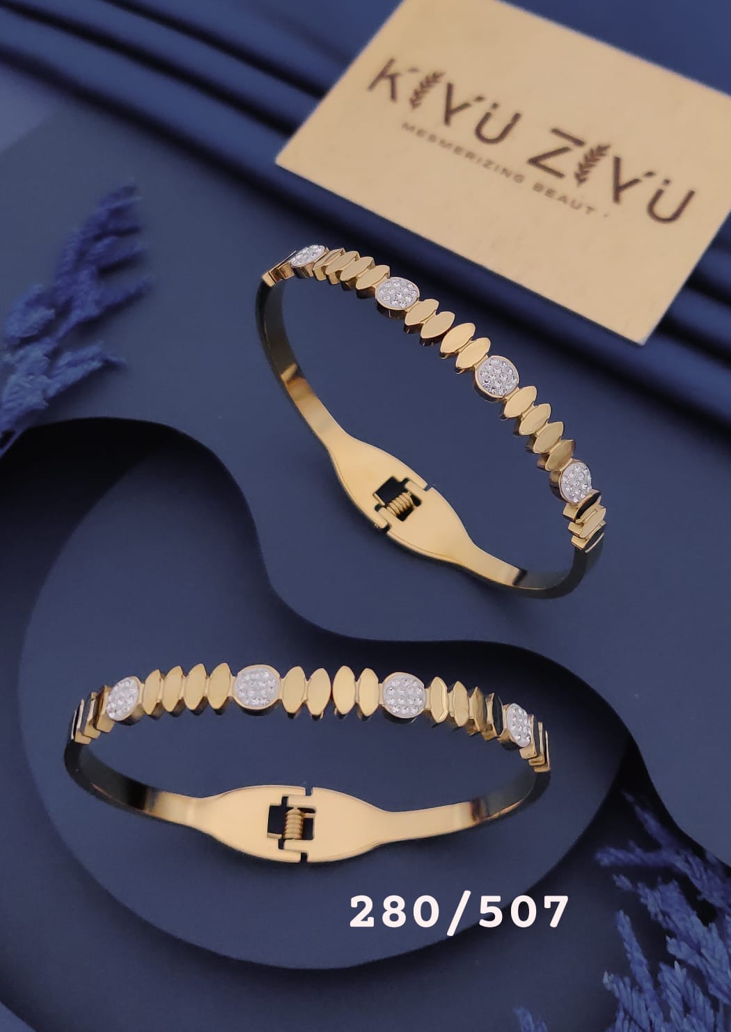 Golden Leaf Crystal Adjustable Bracelet
