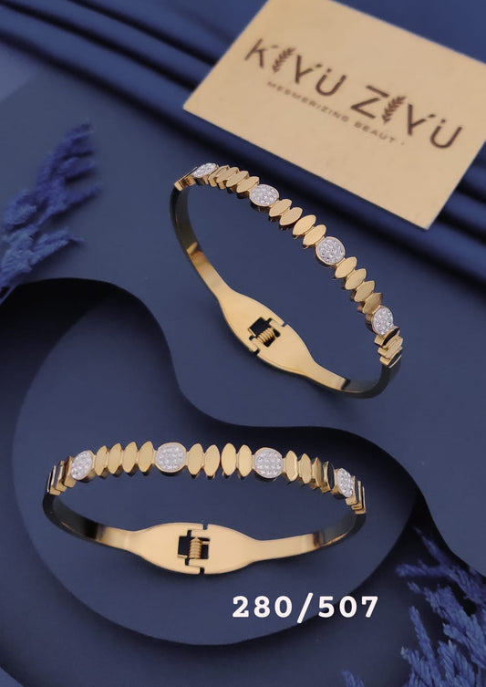 Golden Leaf Crystal Adjustable Bracelet