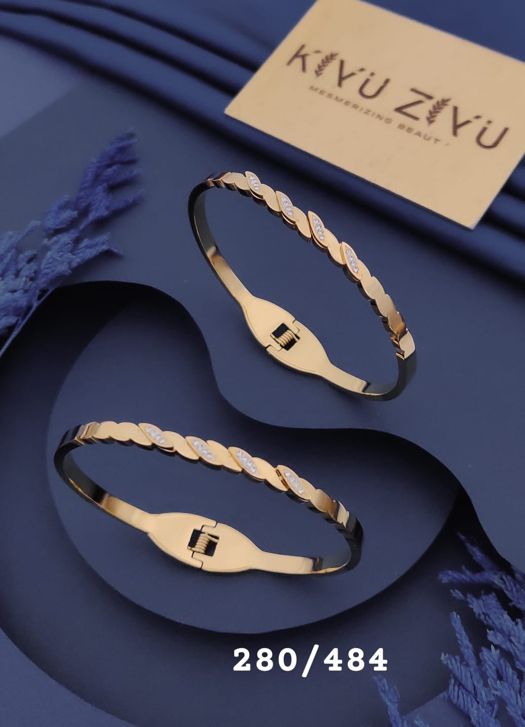 Golden Leaf Crystal Adjustable Bracelet