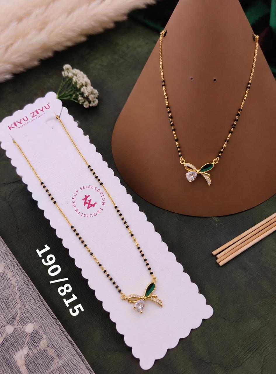 Green Leaf Crystal Mangalsutra Necklace