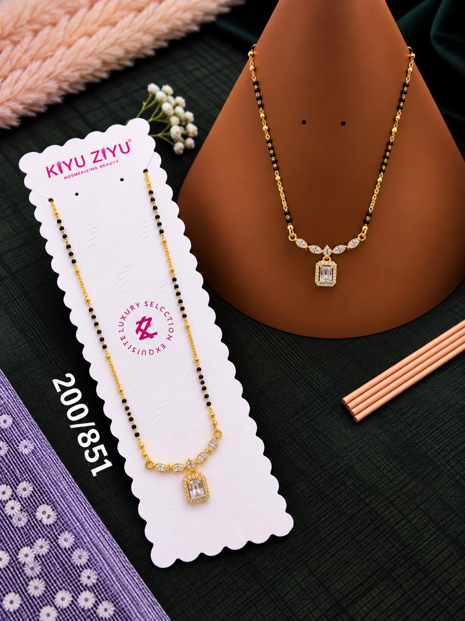 Elegant Rectangle Crystal Pendant Mangalsutra