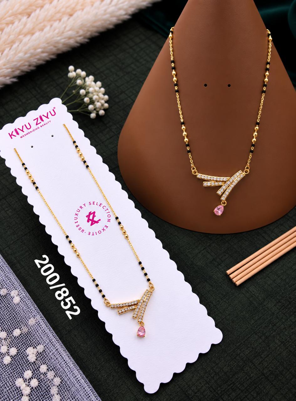 Pink Crystal Drop Designer Mangalsutra