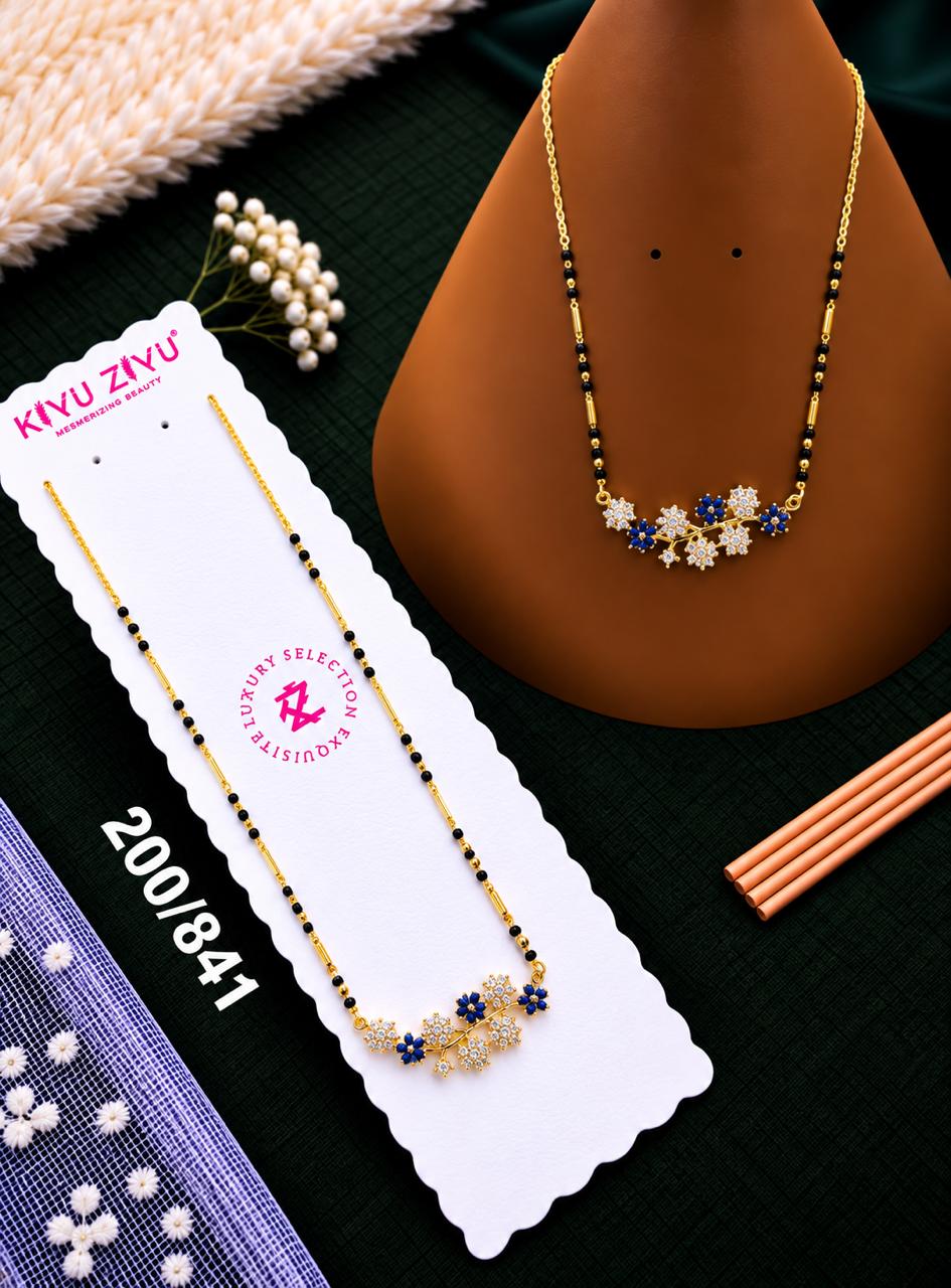 Blue Floral Crystal Mangalsutra