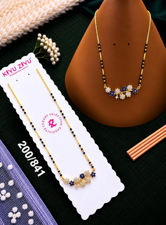 Blue Floral Crystal Mangalsutra