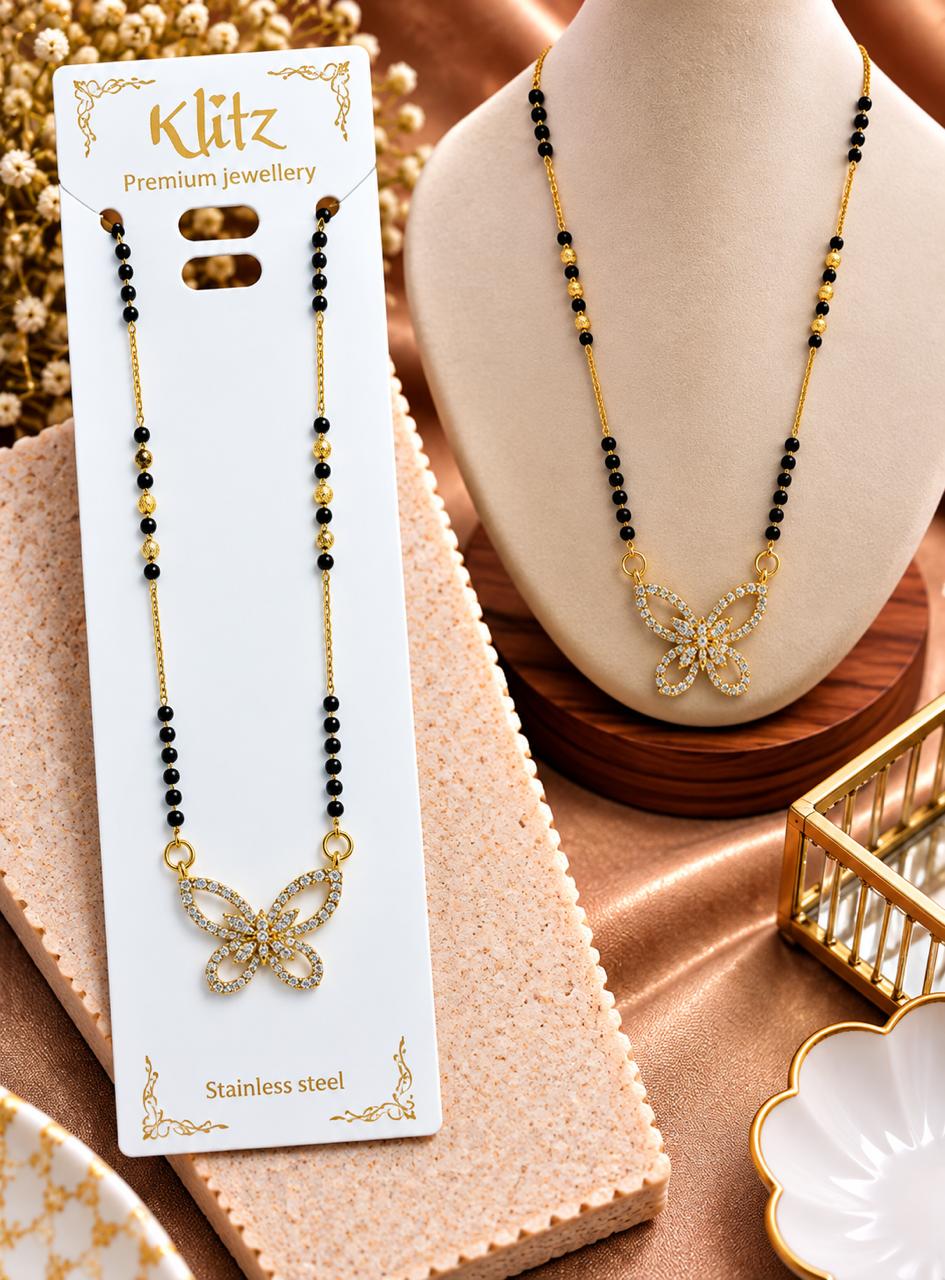 Golden Crystal Butterfly Mangalsutra