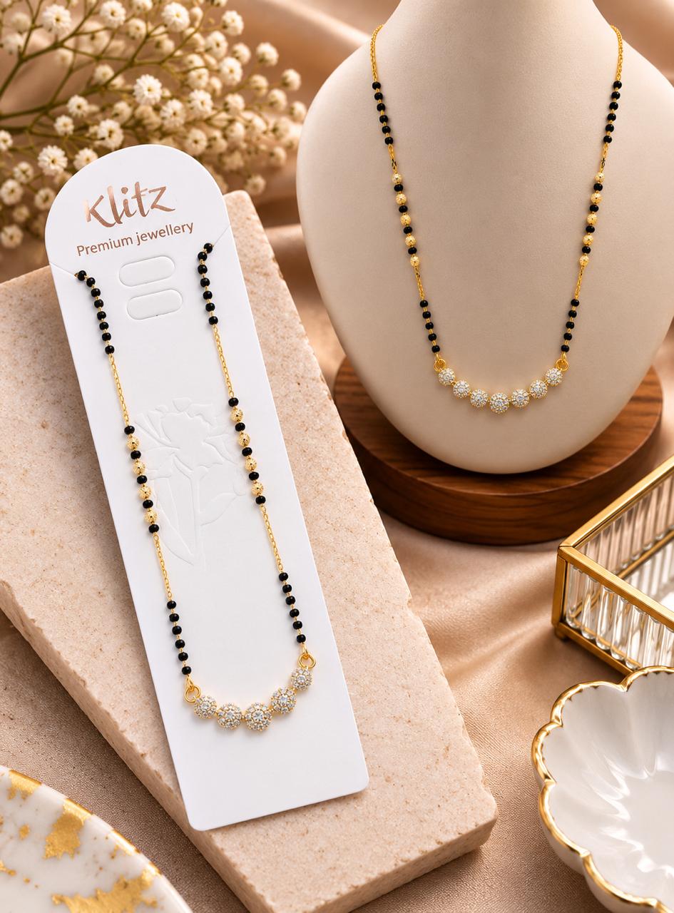 Elegant Black Beads Crystal Stone Mangalsutra